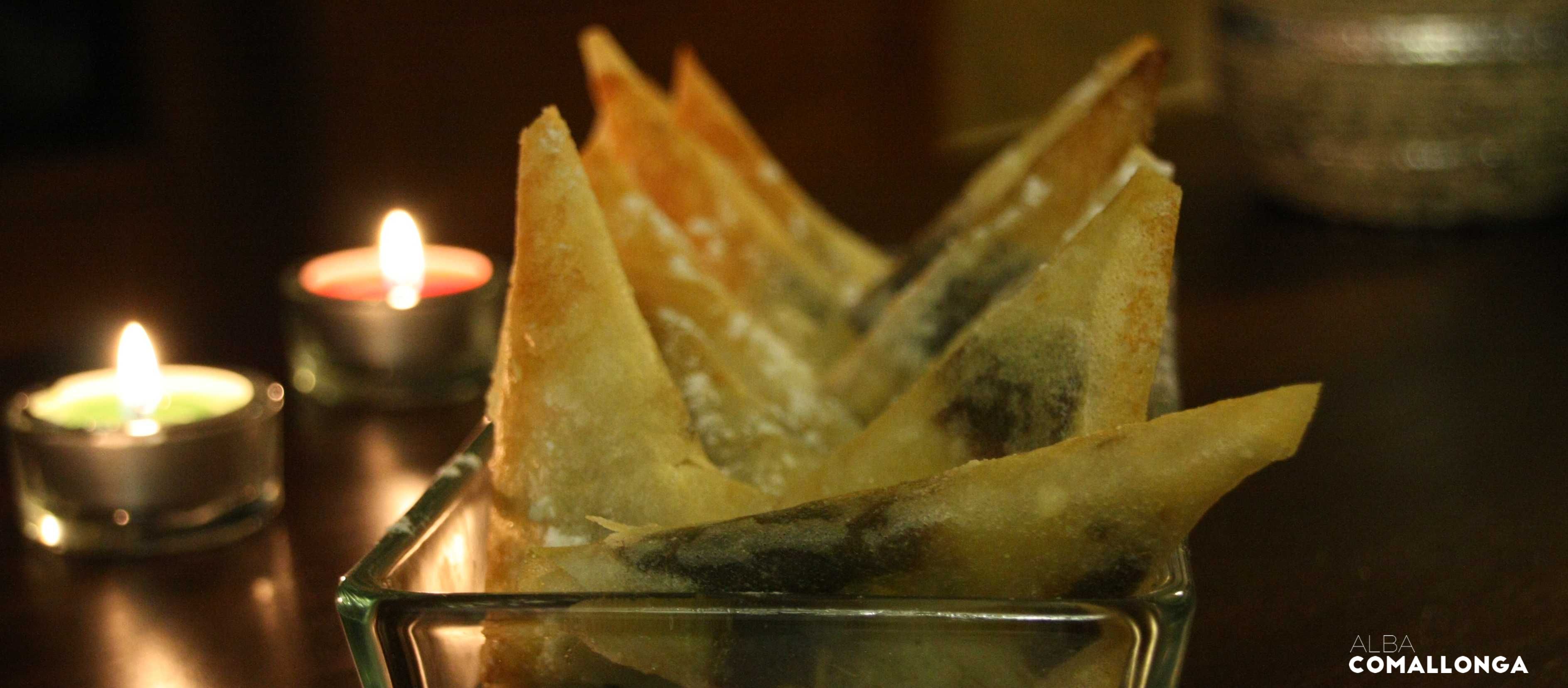 Samosas de plàtan i xocolata